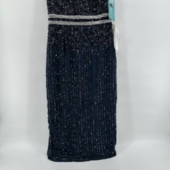Mac Duggal Navy Blue Sequin Beaded Sleeveless Formal Gown Dress Size 8 - Picture 3 of 14